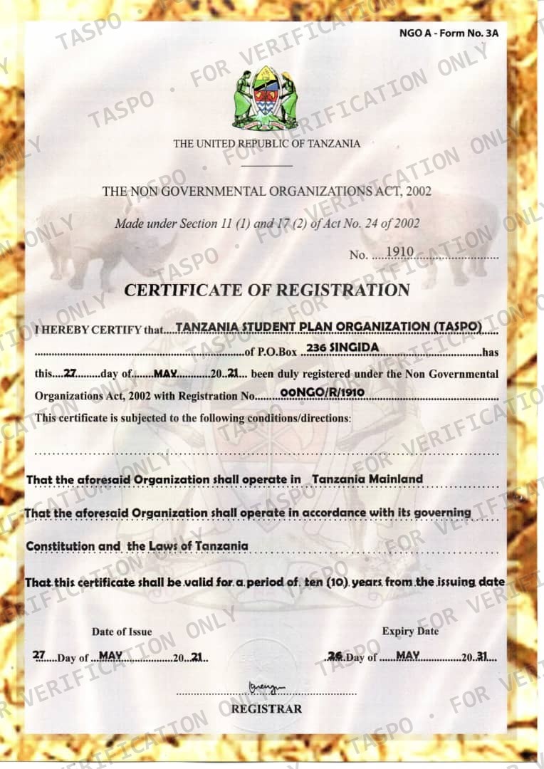NGO Certificate of Registration